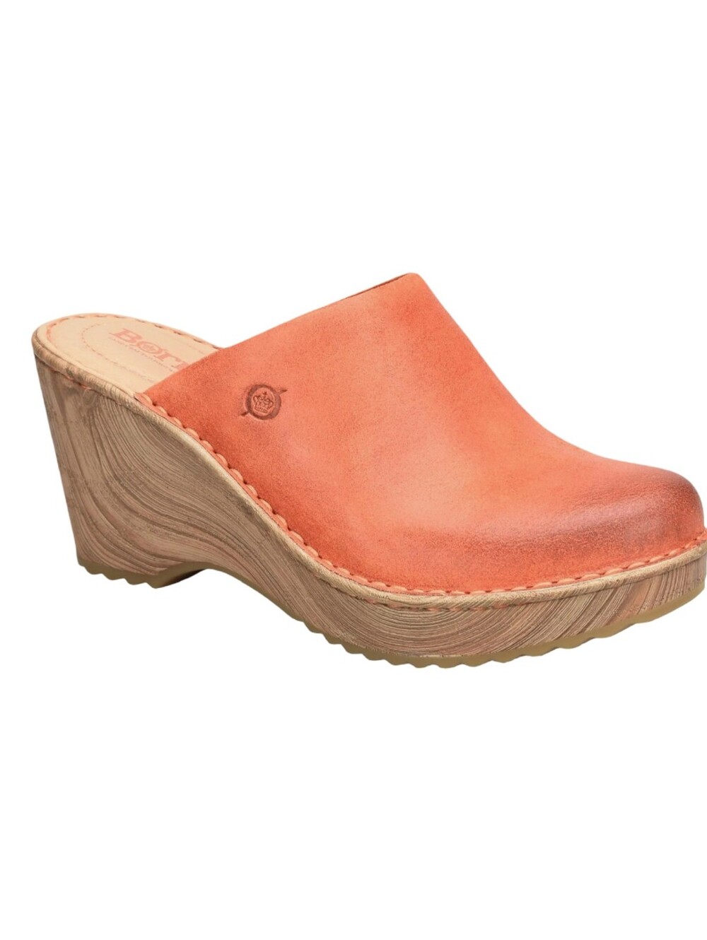Born Natalie Leather Wedge Mules in Rusty Coral Womens Size 8 - Picture 2 of 9